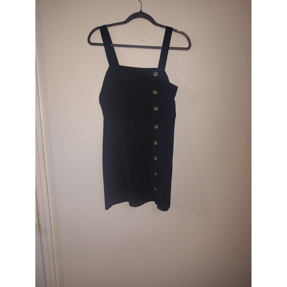 HM Divided Womens Black Ribbed Side Button Pinafore Mini Dress‎ Size S